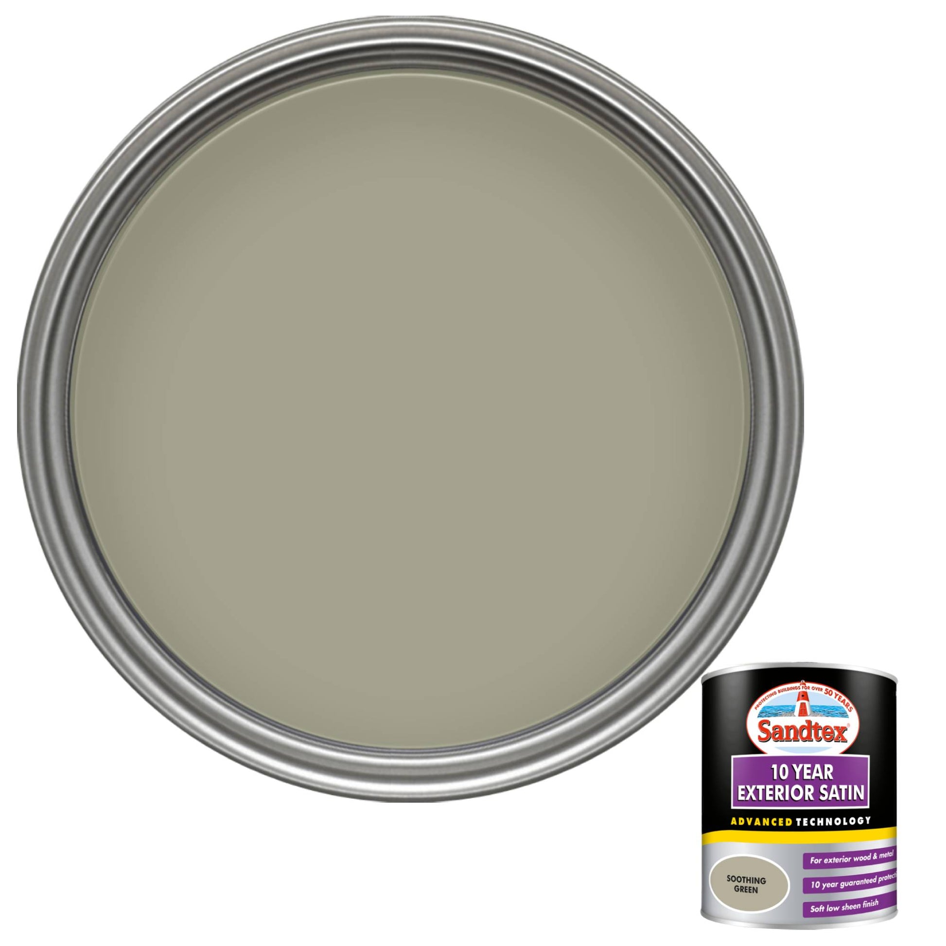 Sandtex 10 Year Exterior Satin Paint - Soothing Green - 750ml
