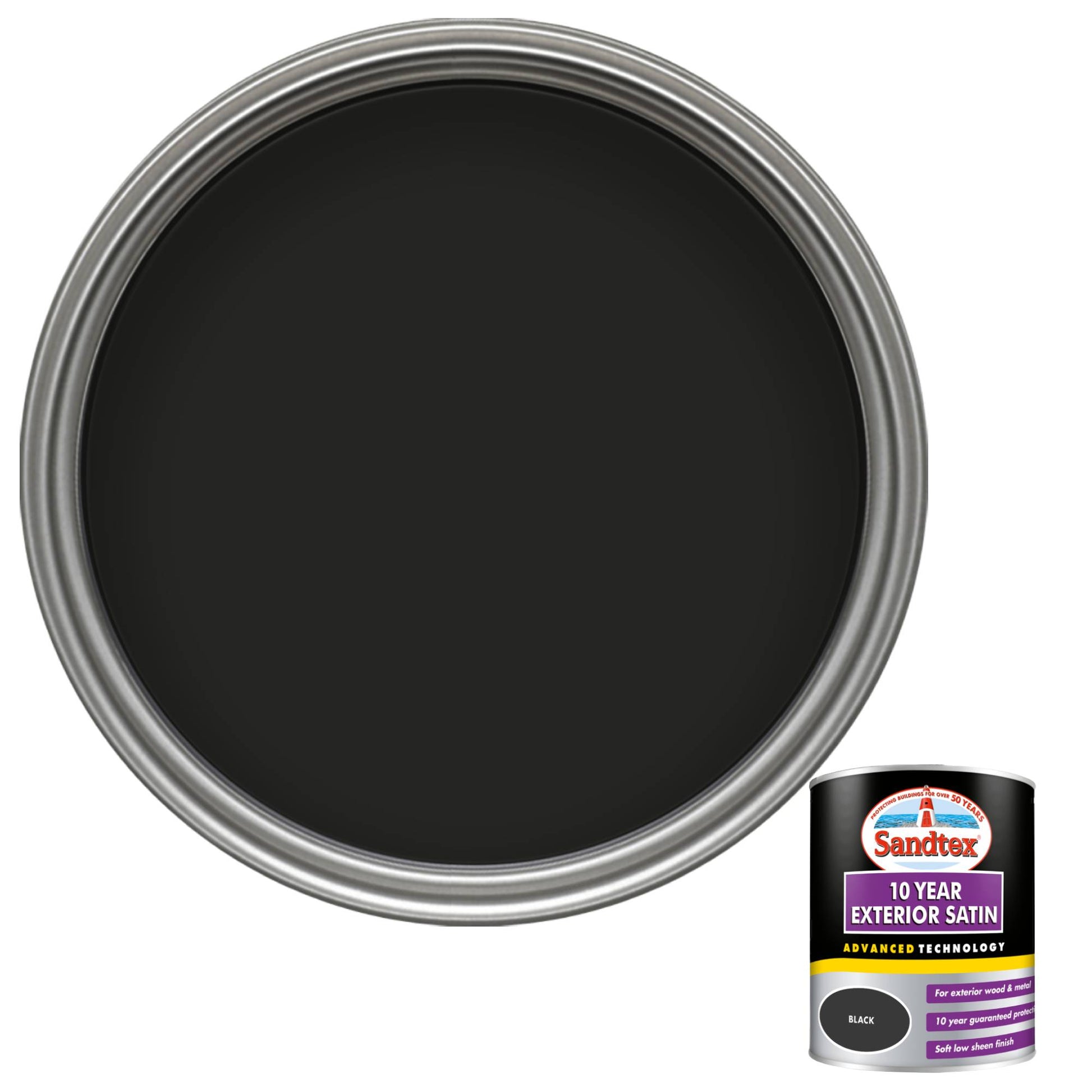Sandtex 10 Year Exterior Satin Paint - Black