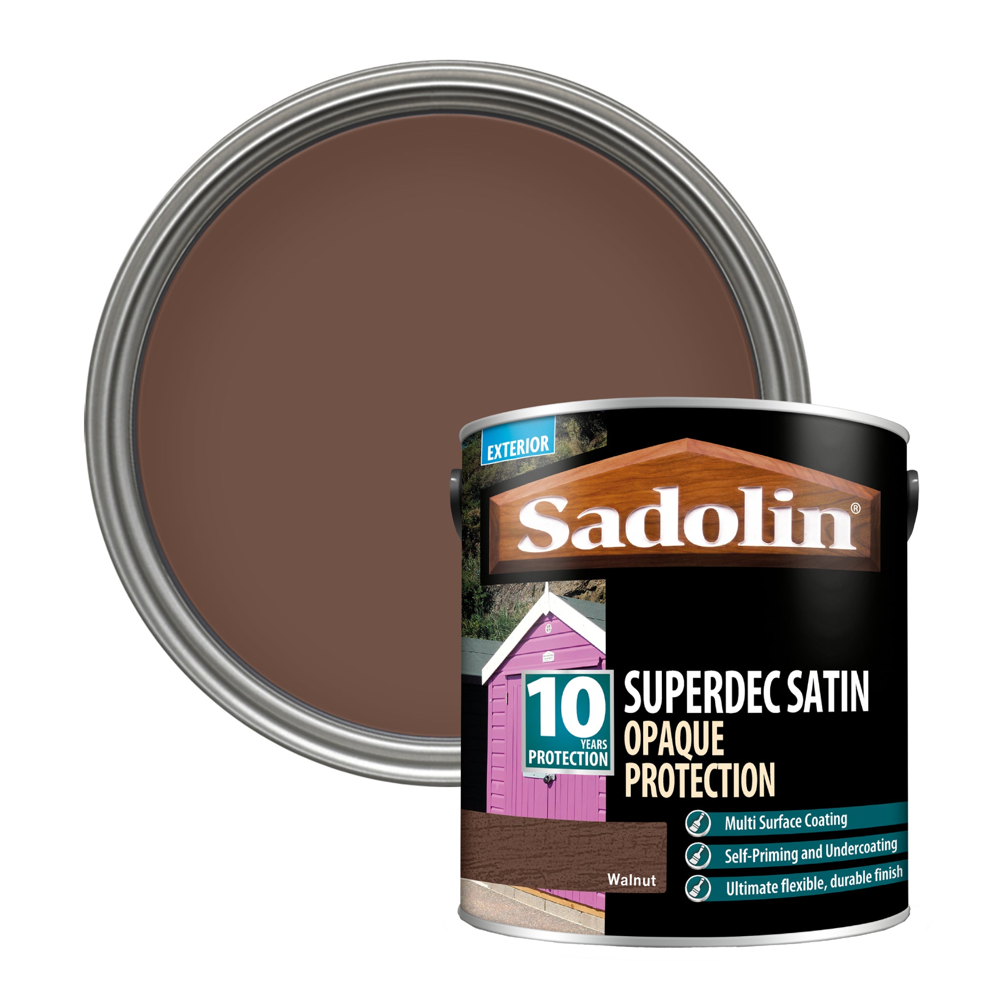 Sadolin Superdec Satin - Opaque Exterior Wood Finish with 10 Year Protection - Walnut