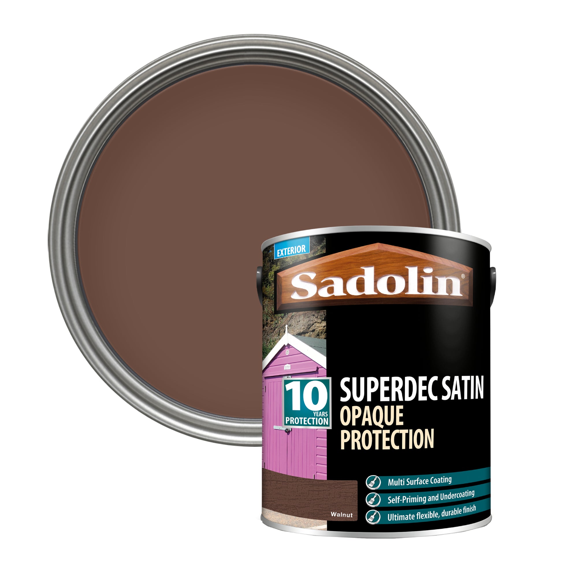 Sadolin Superdec Satin - Opaque Exterior Wood Finish with 10 Year Protection - Walnut