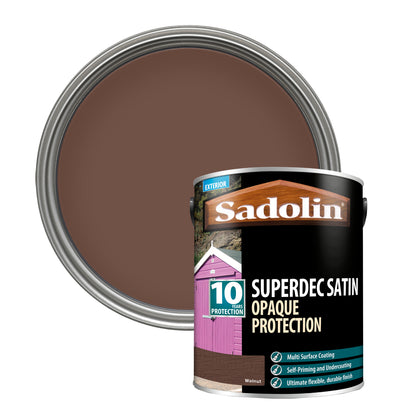 Sadolin Superdec Satin - Opaque Exterior Wood Finish with 10 Year Protection - Walnut