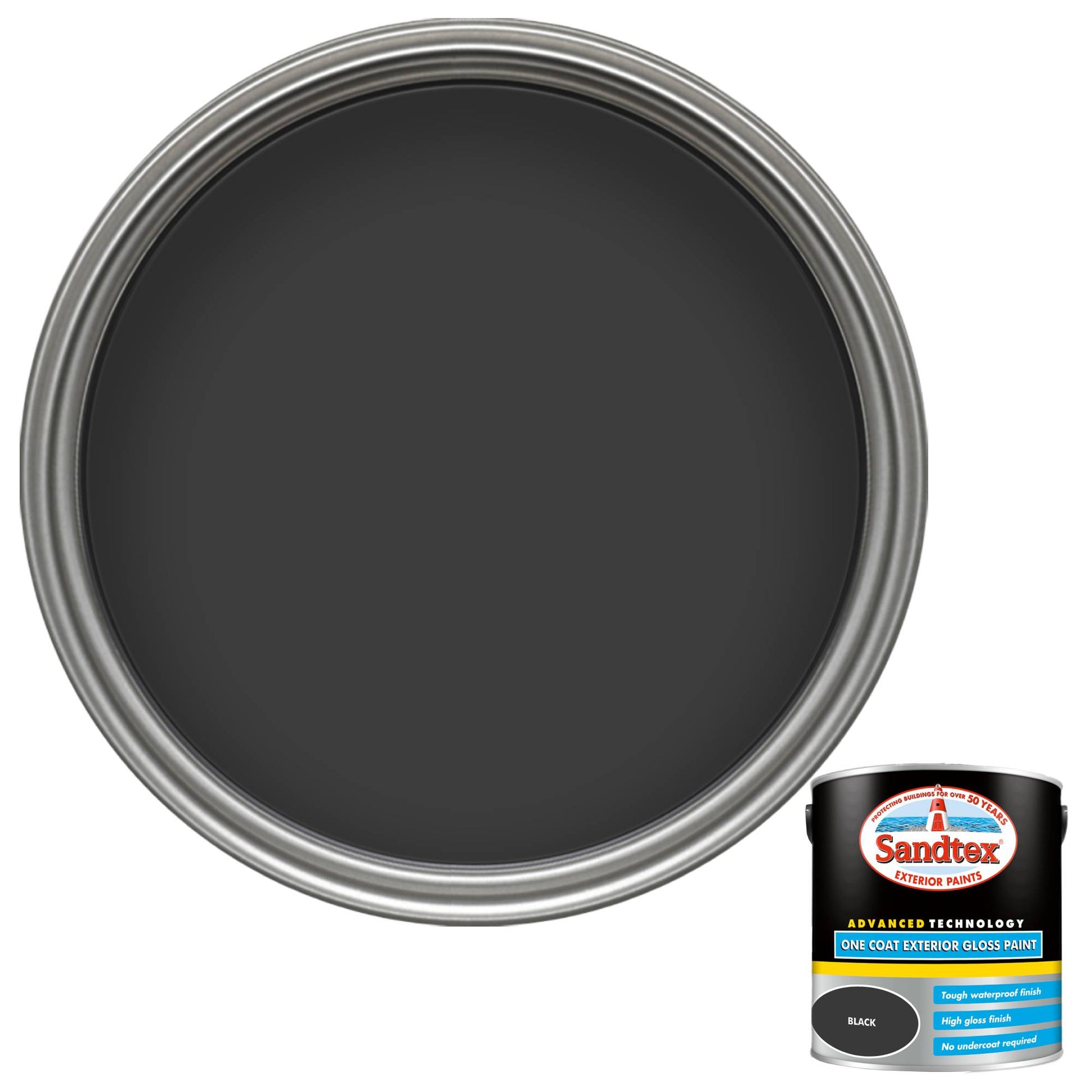 Sandtex One Coat Exterior Gloss Paint - Black