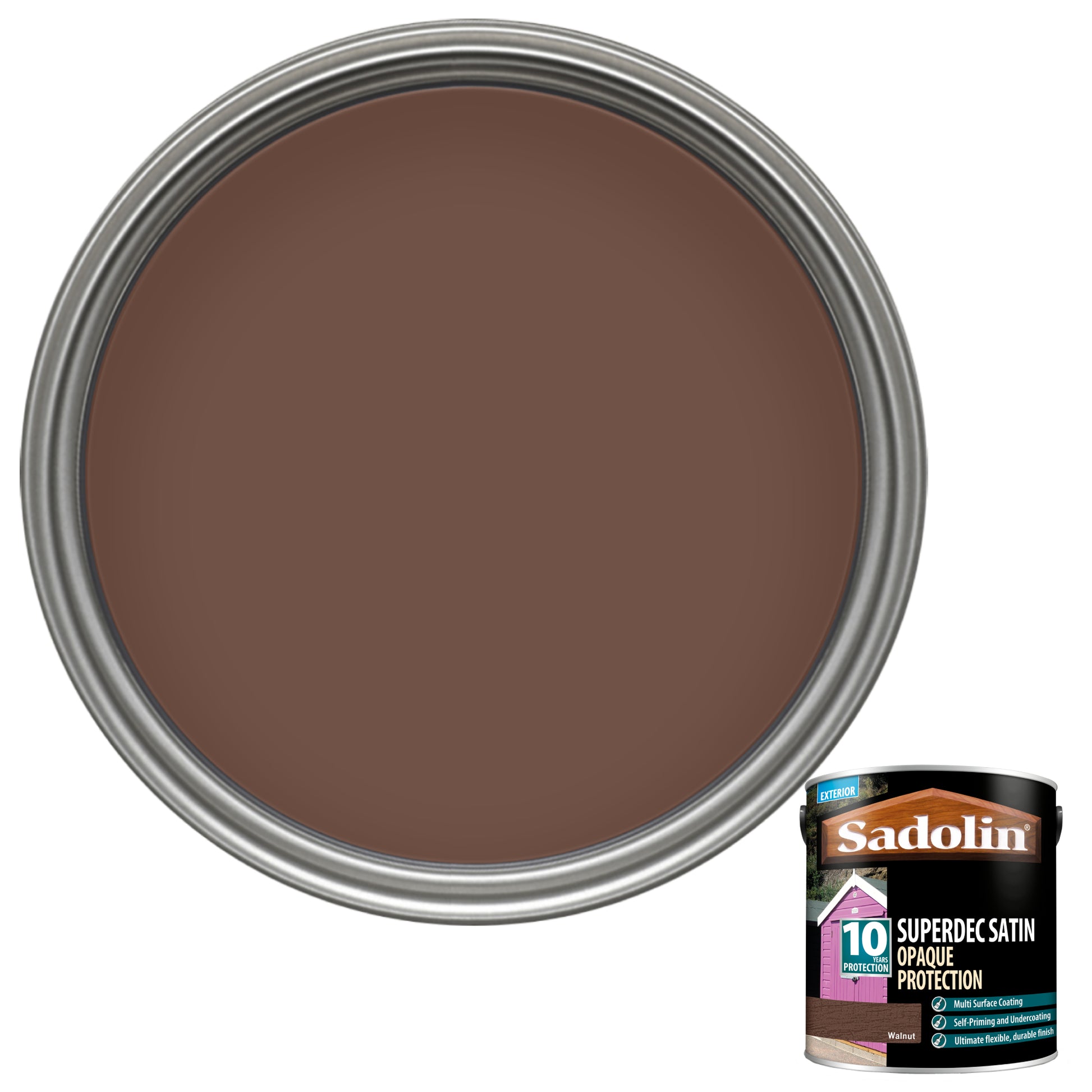Sadolin Superdec Satin - Opaque Exterior Wood Finish with 10 Year Protection - Walnut
